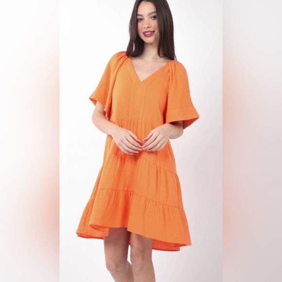 Babydoll Tiered Flare Dress 🧡 💚 - Picture 2 of 7